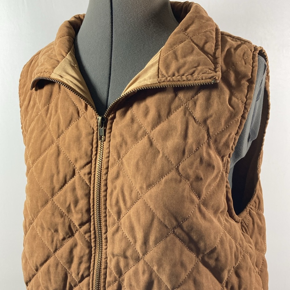 Umgee Vest Women Size M Brown Sleeveless Quilted Zip Front Collar - Picture 5 of 9